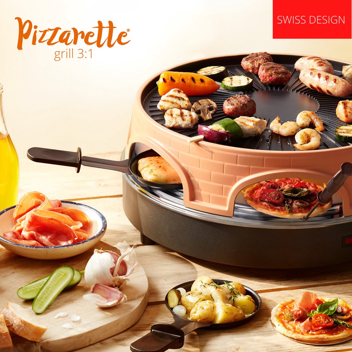 Emerio PO-113255.4 3-IN-1 Raclette Grill 6 Persoons
