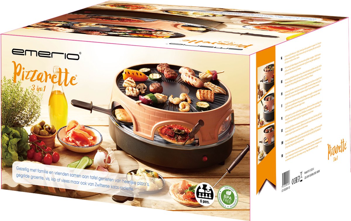 Emerio PO-113255.4 3-IN-1 Raclette Grill 6 Persoons