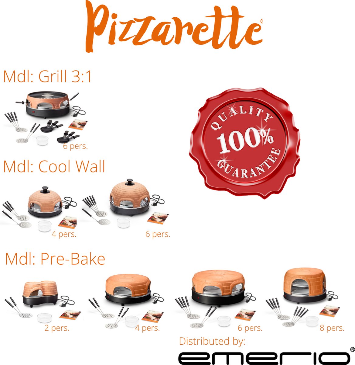 Emerio PO-115848.1 Terracotta Pizzaoven 6 Persoons