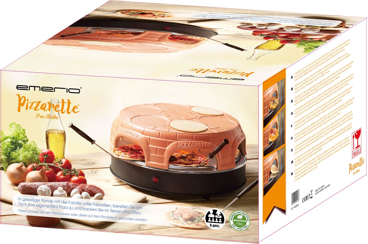 Emerio PO-115848.1 Terracotta Pizzaoven 6 Persoons