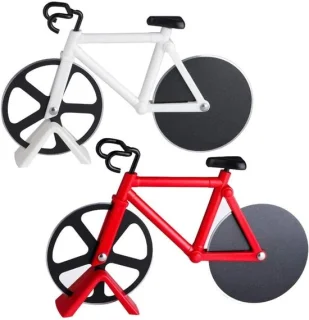 Fiets-pizzasnijder van roestvrij staal, 2 stuks
