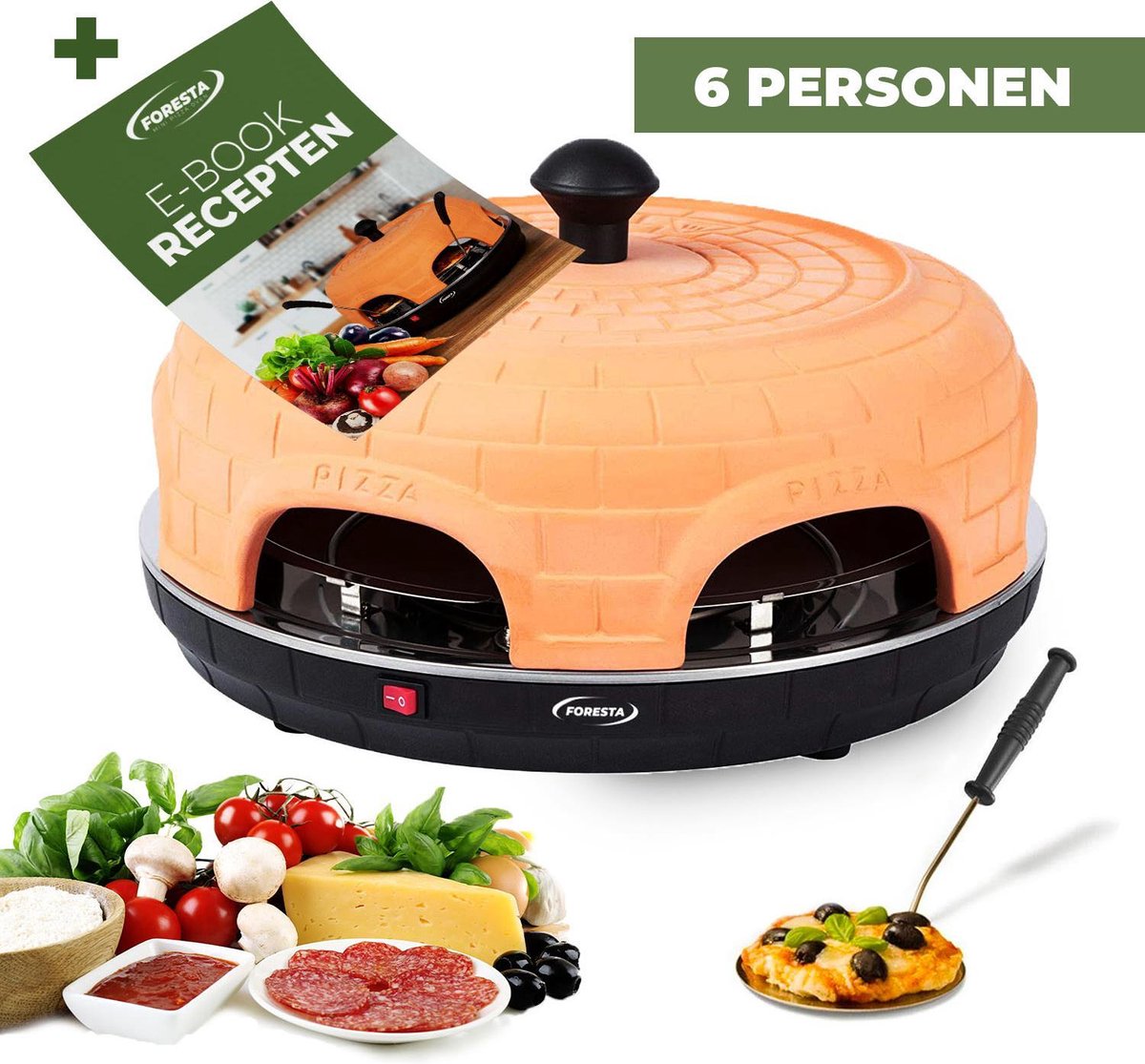 De Foresta Pizzaoven 6 Persoons Met Pizzasteen in één oogopslag