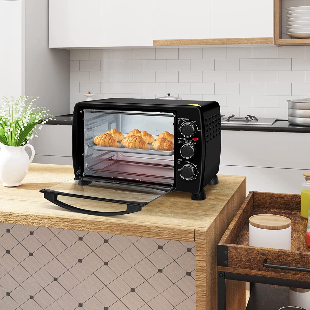 Furnibella Mini-Pizzaoven 20L Zwart