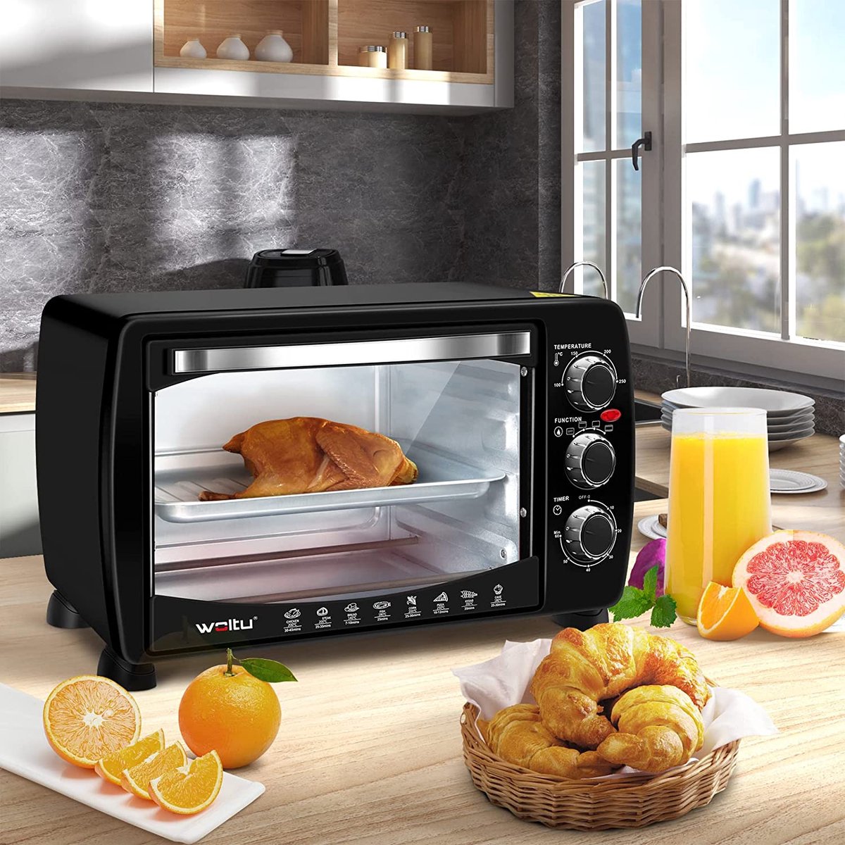 Furnibella Mini-Pizzaoven 20L Zwart