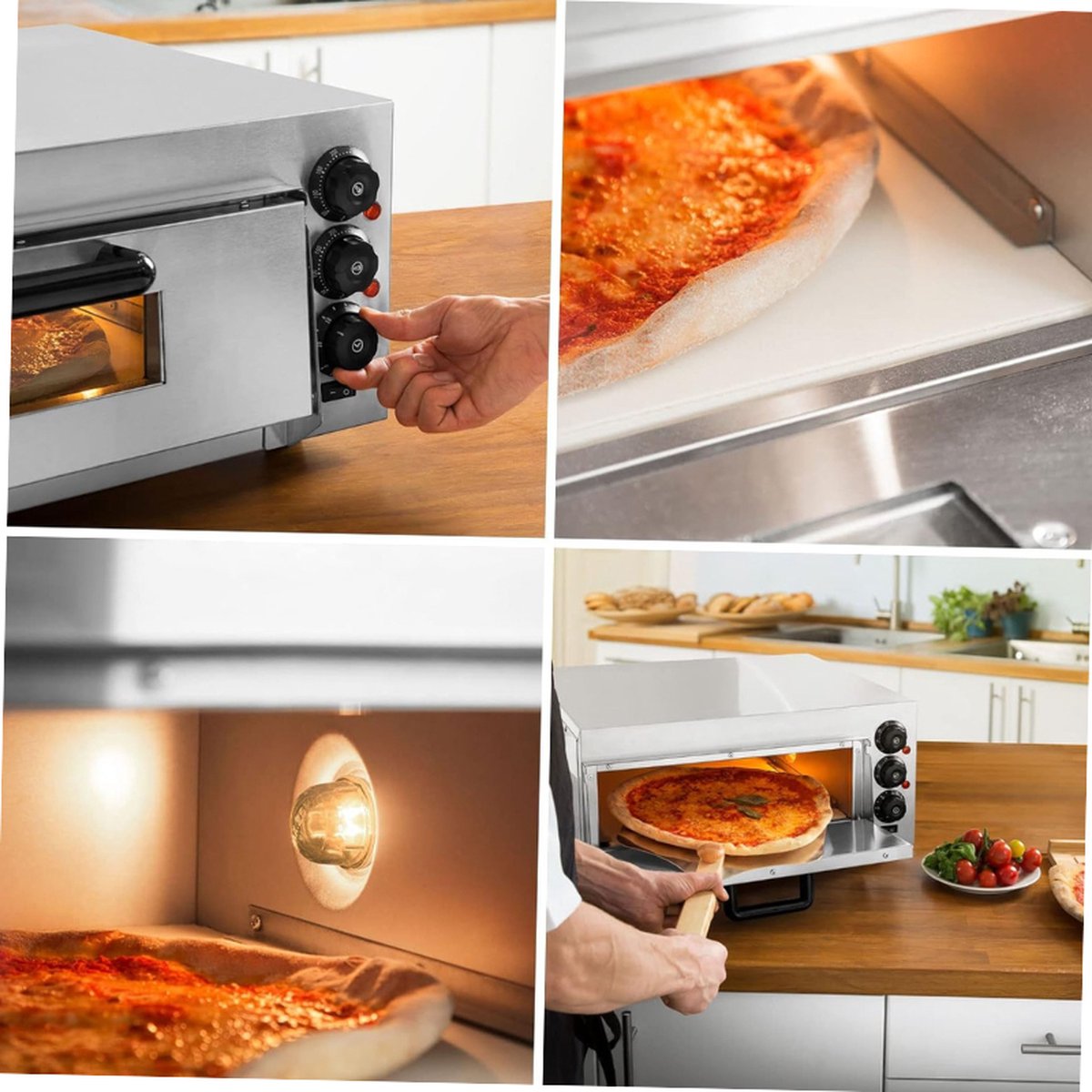 Gastro Pizzaoven RVS met Vuurvaste Steen en Timer