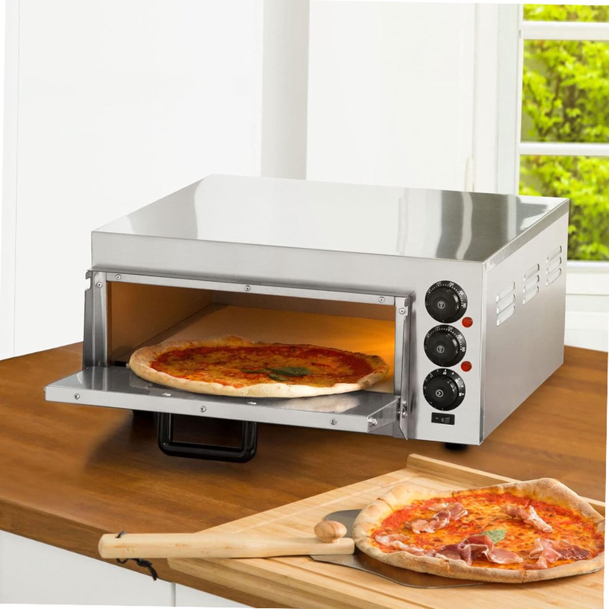 Gastro Pizzaoven RVS met Vuurvaste Steen en Timer