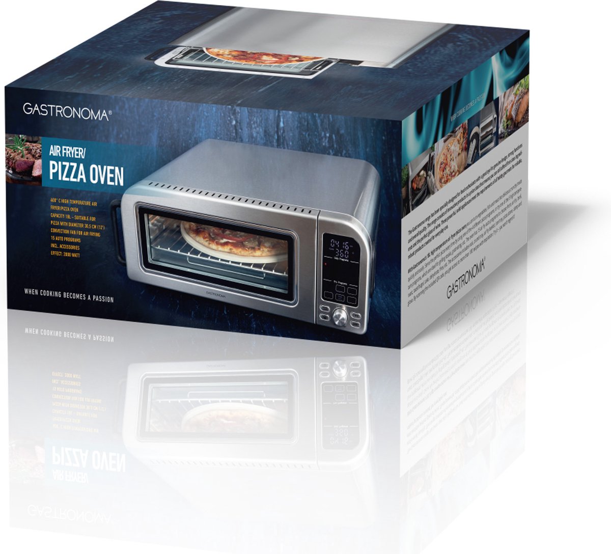 Gastronoma 18310019 Pizzaoven en Airfryer RVS 18L 2000W