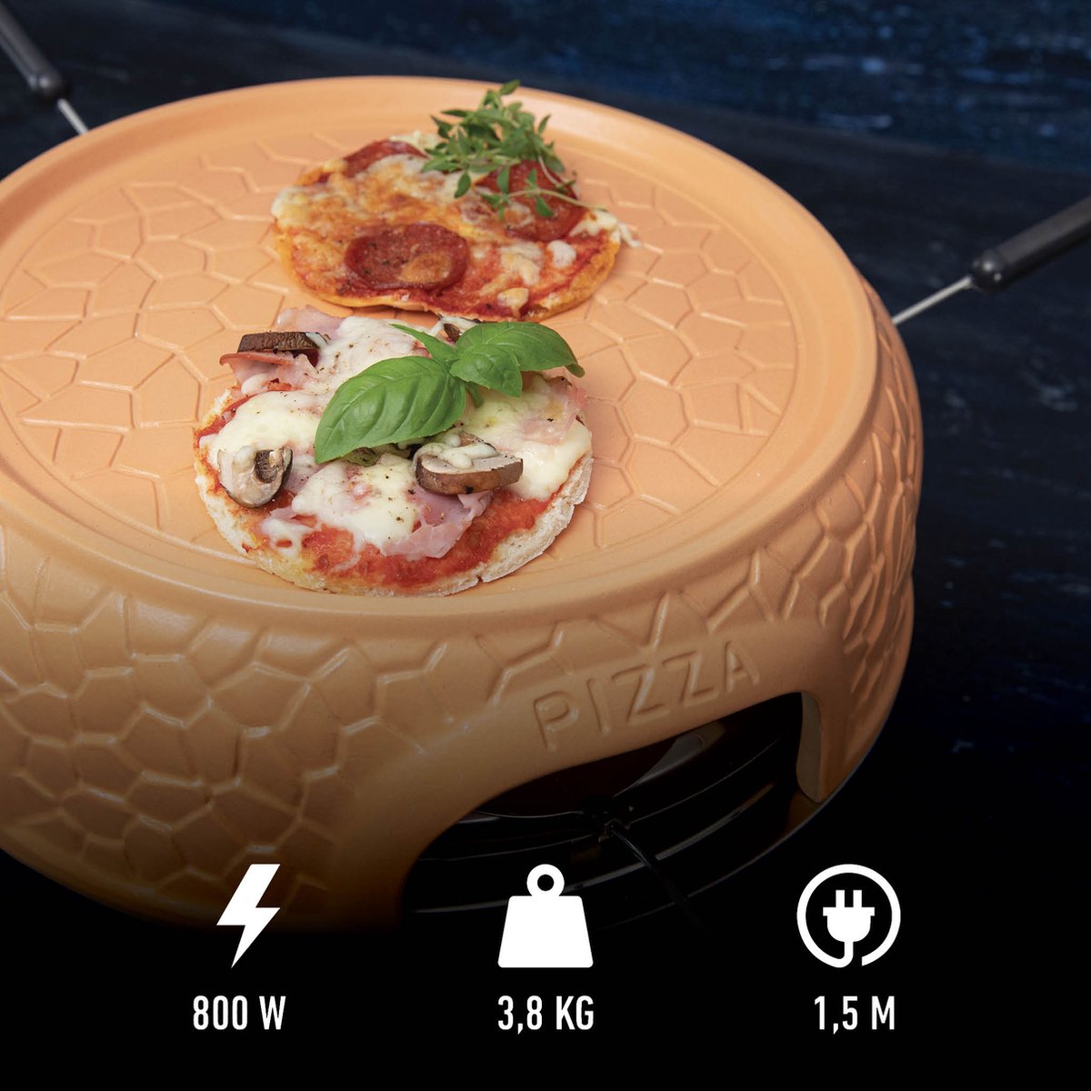 Gastronoma Pizza Oven 4 Personen Keramiek Grijs 18310016