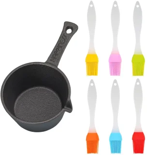 Gietijzeren Sauspot met Basting Borstel Set