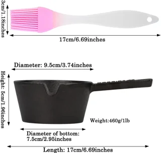 Gietijzeren Sauspot met Basting Borstel Set