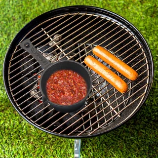 Gietijzeren Sauspot met Basting Borstel Set
