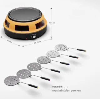 Gourmet 3-in-1 Raclettegrill met Pizzaoven voor 6 Personen
