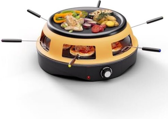 Gourmet 3-in-1 Raclettegrill met Pizzaoven voor 6 Personen