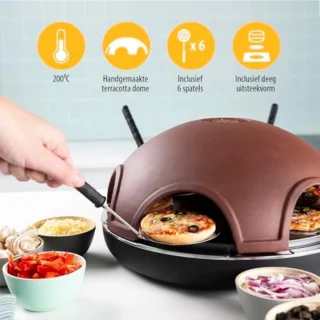 Gourmet Terracotta Pizzaoven 6 Personen Bruin