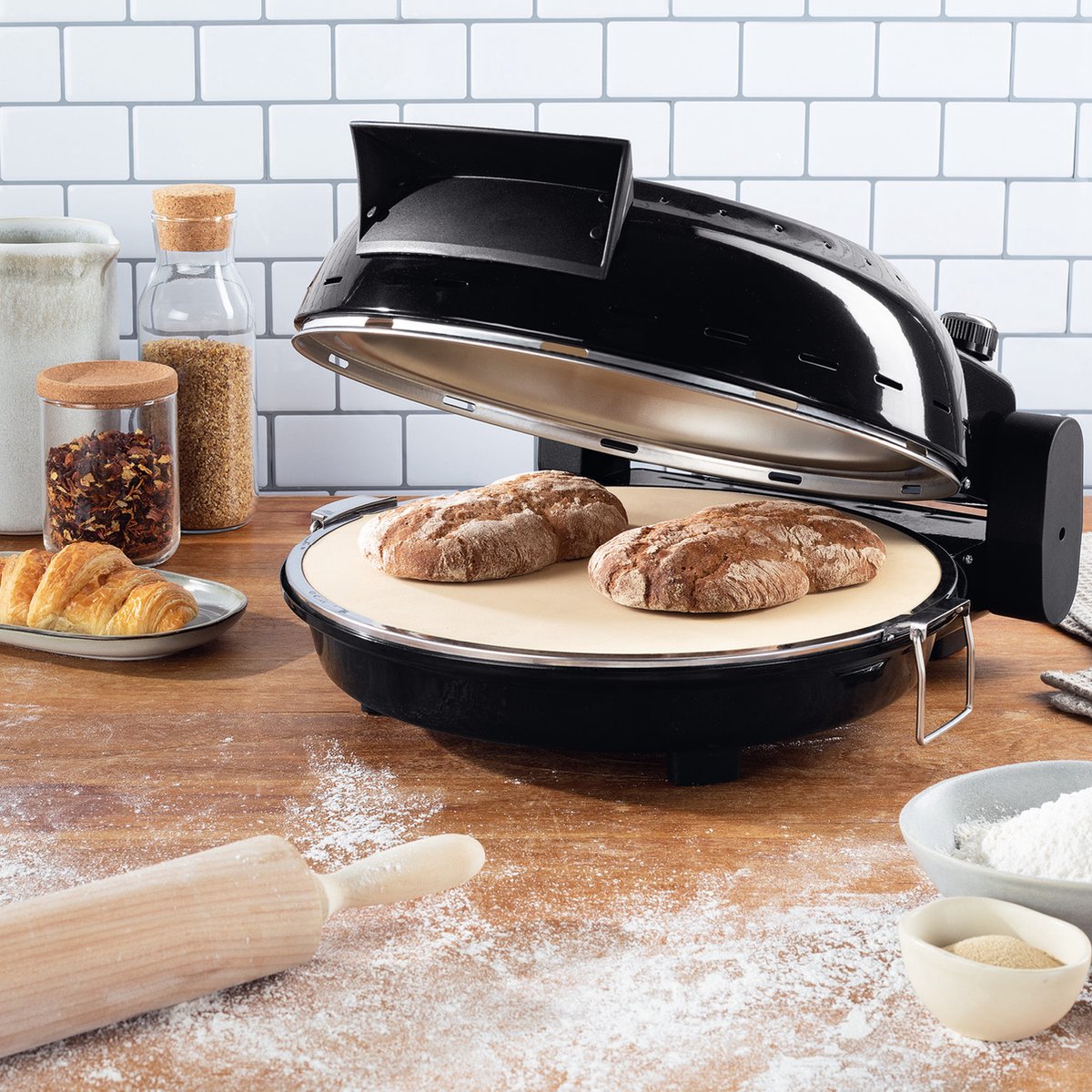 GOURMETmaxx Pizza Maker Zwart met Pizzasteen