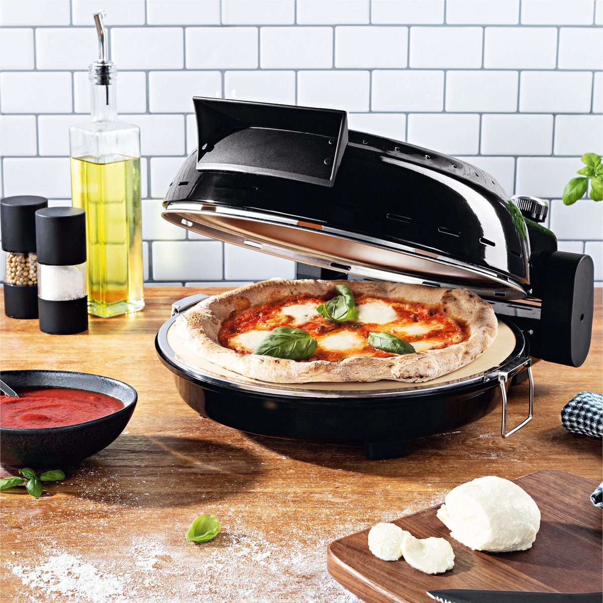 GOURMETmaxx Pizza Maker Zwart met Pizzasteen