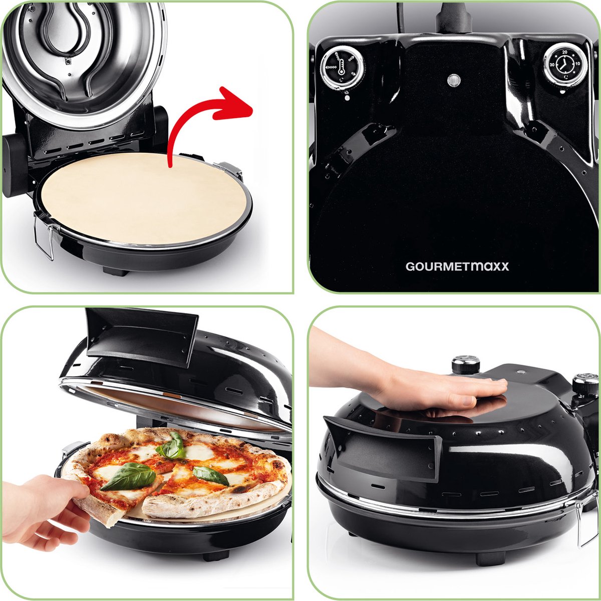 GOURMETmaxx Pizza Maker Zwart met Pizzasteen