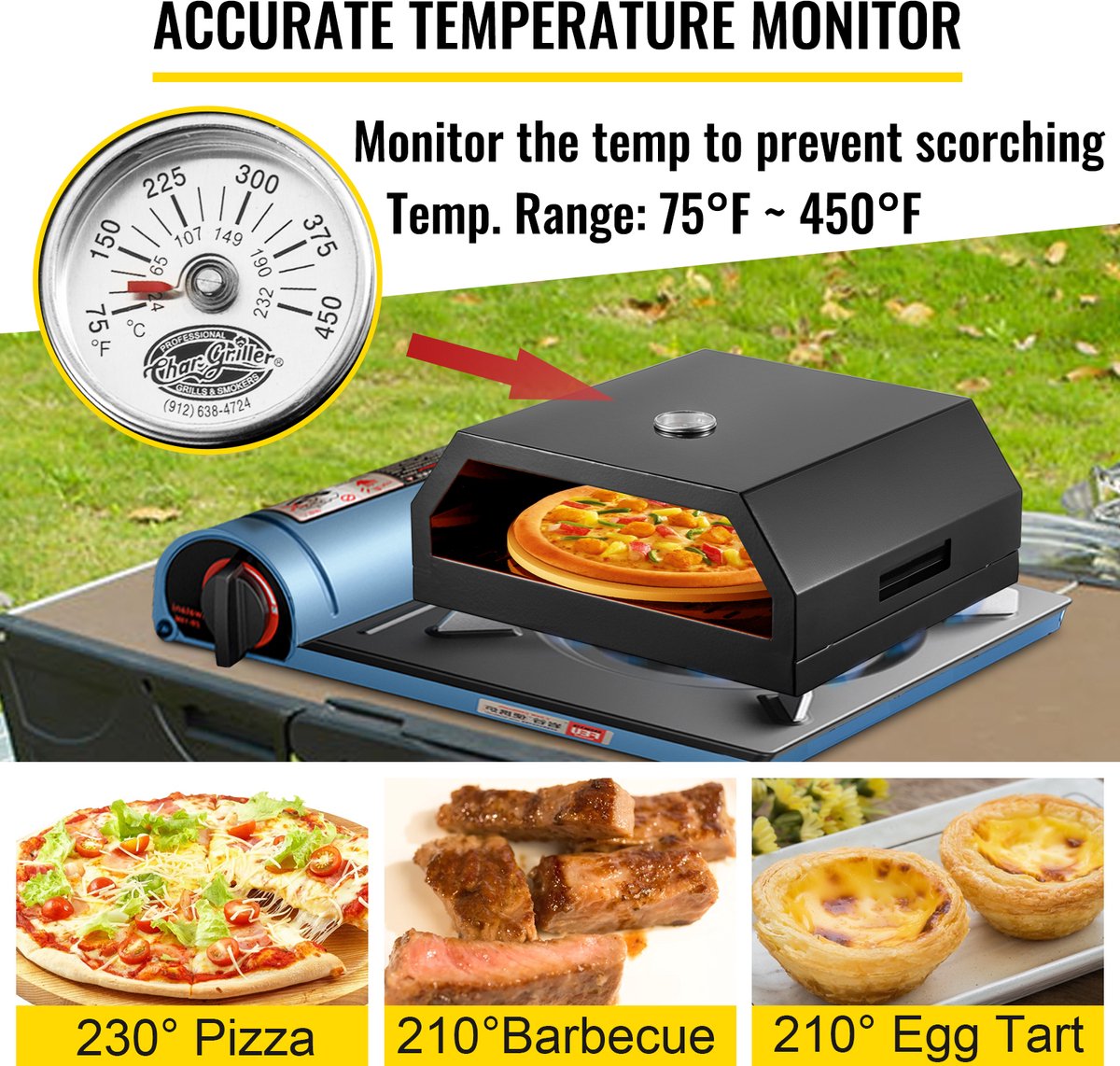 Gran Vida Pizza Oven 30cm RVS Zwart
