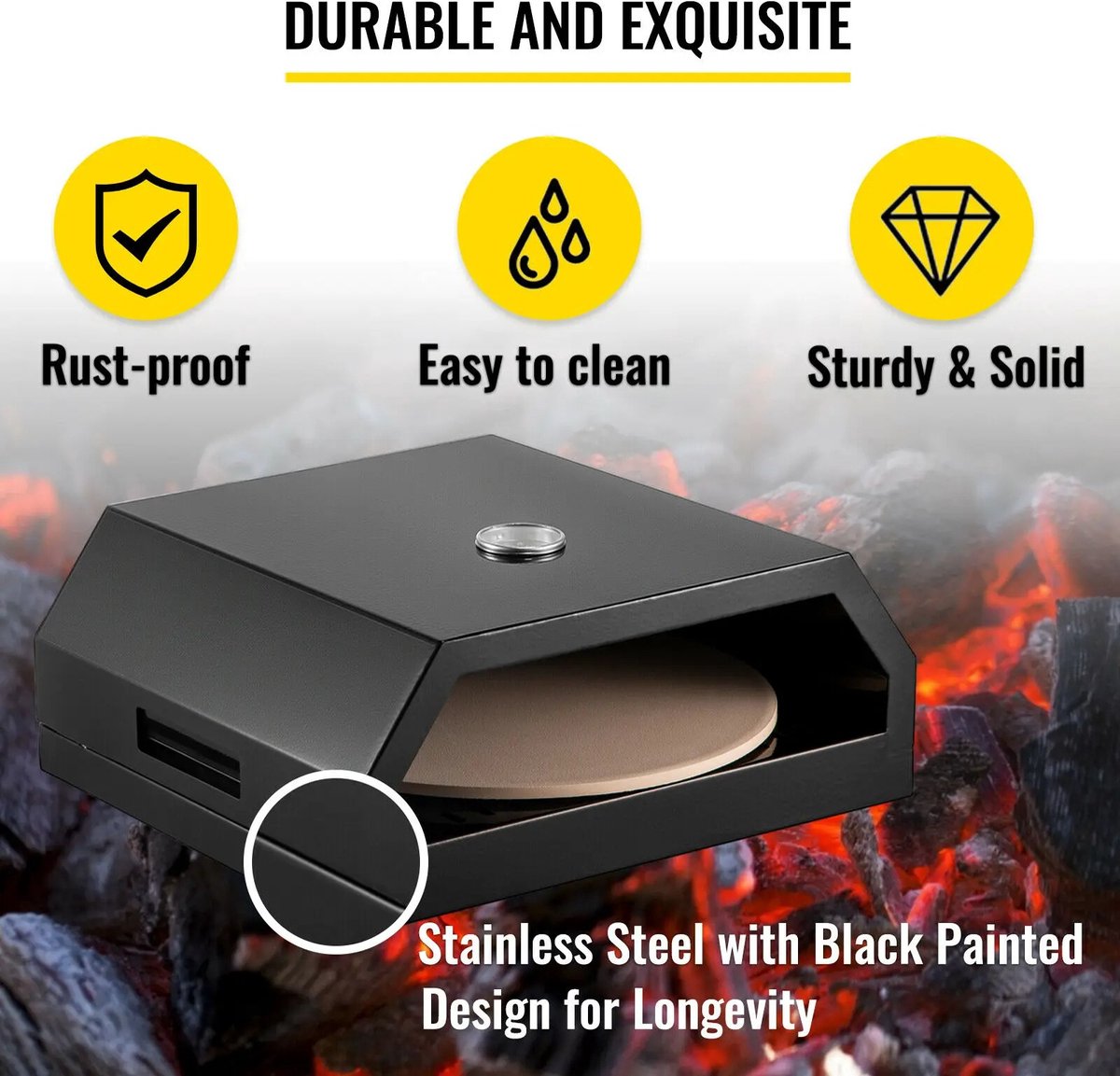 Gran Vida Pizza Oven 30cm RVS Zwart