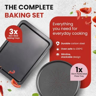 Griddle Set 3-delig + 32 cm Pizza Bakplaat - Medium Ovenbakplaten