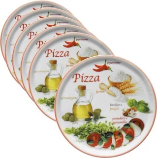 Grote pizzaborden porselein 33,8 cm set van borden