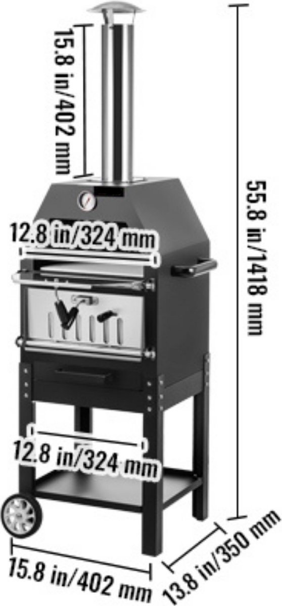 Happyment Houtgestookte Pizza Oven Buiten inclusief Accessoires