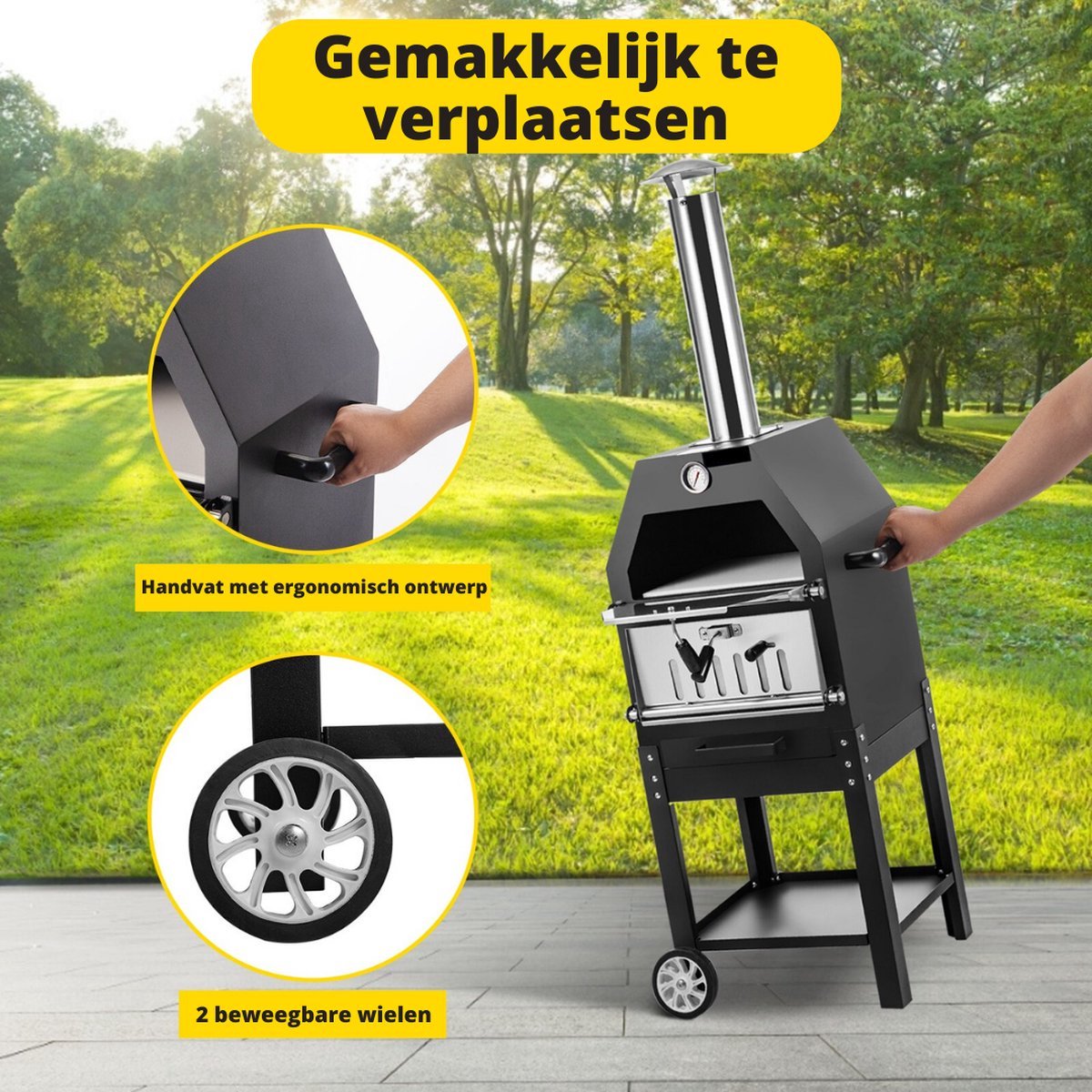 Happyment Houtgestookte Pizza Oven Buiten inclusief Accessoires