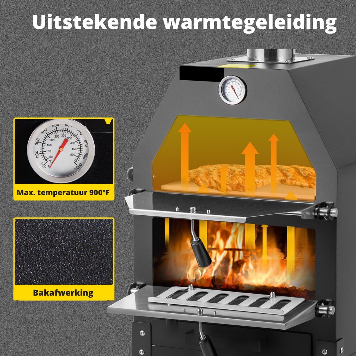 Happyment Houtgestookte Pizza Oven Buiten inclusief Accessoires