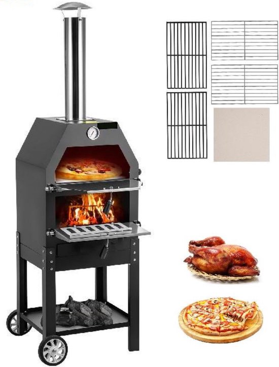 Happyment Houtgestookte Pizza Oven Buiten inclusief Accessoires