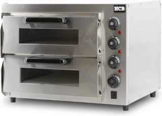 HCB® Dubbele Horeca Pizzaoven 2x40 cm RVS