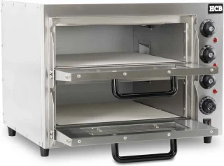 HCB® Dubbele Horeca Pizzaoven 2x40 cm RVS