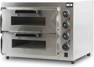 HCB® Dubbele Horeca Pizzaoven 2x40 cm RVS