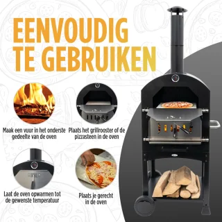HEAT Outdoor Living Houtgestookte Pizza Oven op Wieltjes