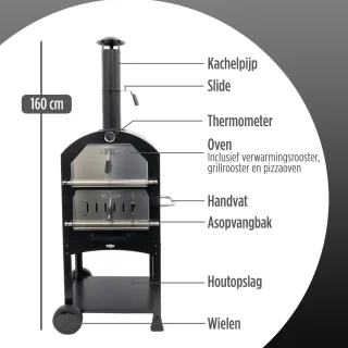 HEAT Outdoor Living Houtgestookte Pizza Oven op Wieltjes