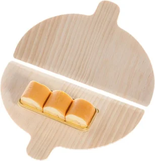 Houten pizzapeddel - pizzaschep bakplank - halfrond ontwerp - 28 x 17 cm - natuurlijk hout