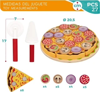 Houten Pizzaset 27-delig - Keukenspeelgoed