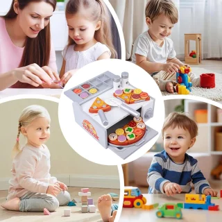 Houten pizzaset - multicolor
