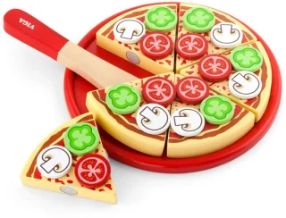 Houten pizzasnijset met klapdeksel