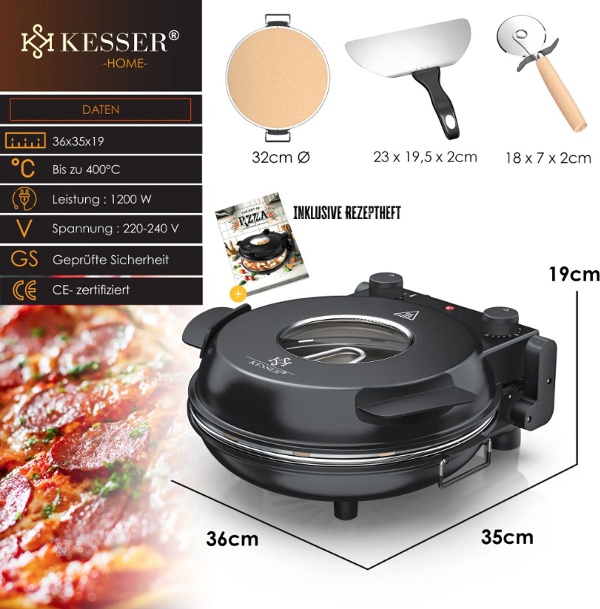 Wat vinden we goed aan de KESSER Elektrische Pizzaoven 1200W 32 cm