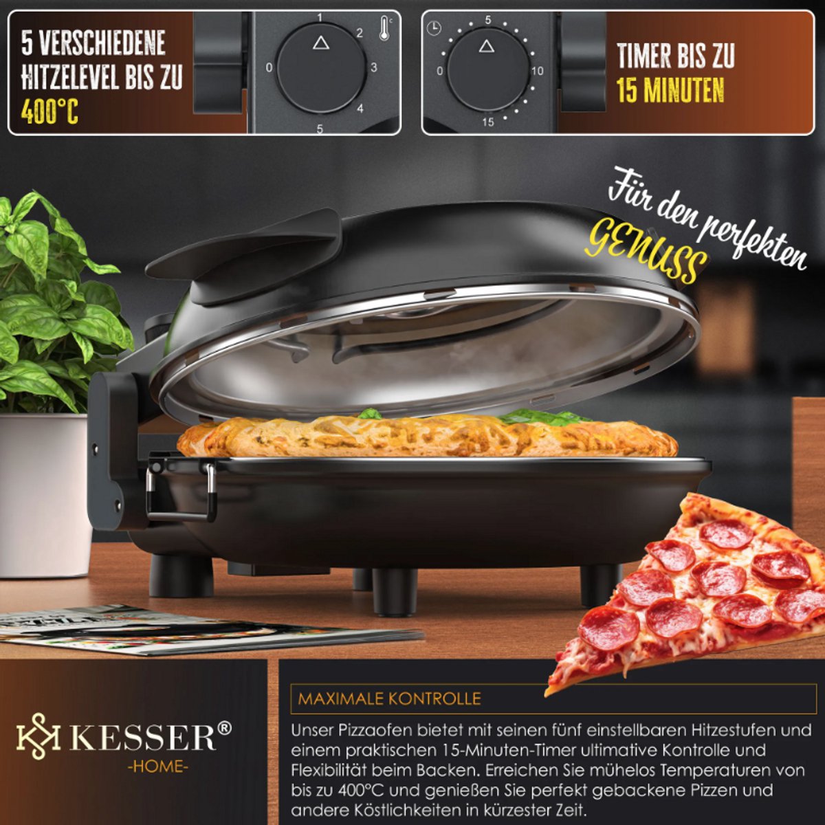 KESSER Elektrische Pizzaoven 1200W 32 cm