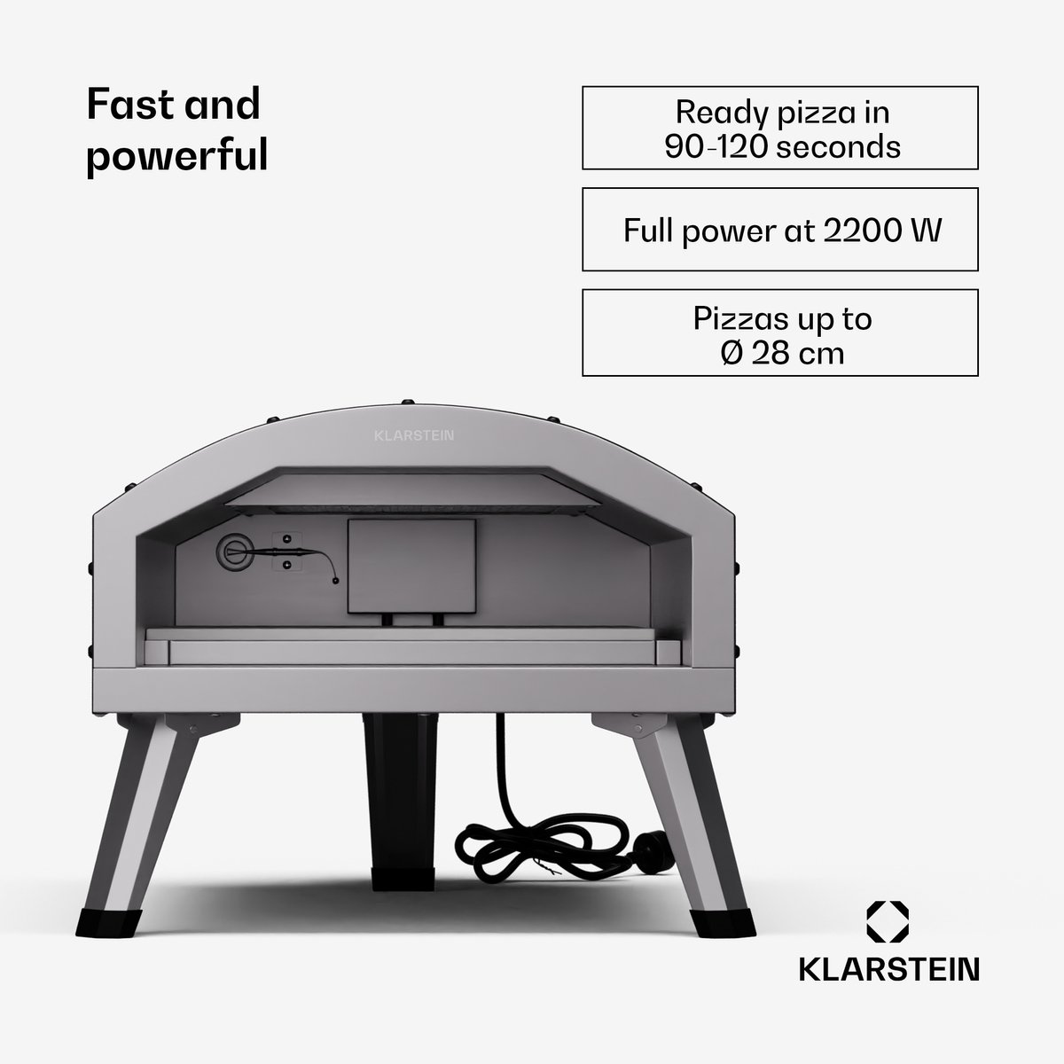 Klarstein Lafiamma Elektrische Pizzaoven 2200W RVS