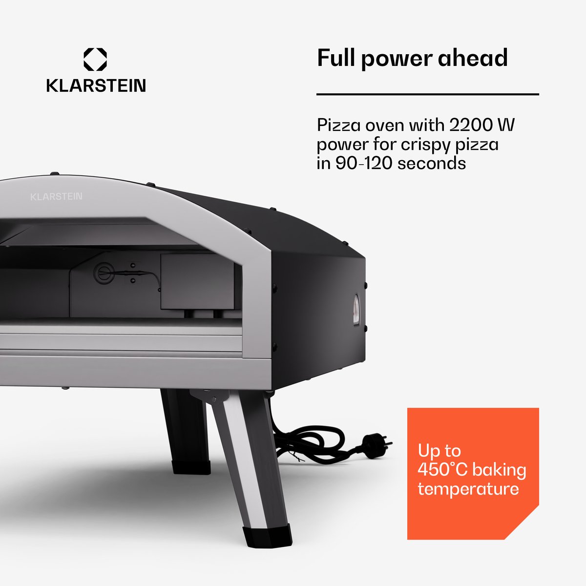 Klarstein Lafiamma Elektrische Pizzaoven 2200W RVS