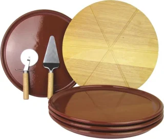 Lentz set van 4 klei pizzaborden 32 cm