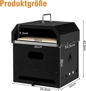Mara Pizzaoven 4-in-1 Outdoor Zwart 36x33,5x43,5 cm