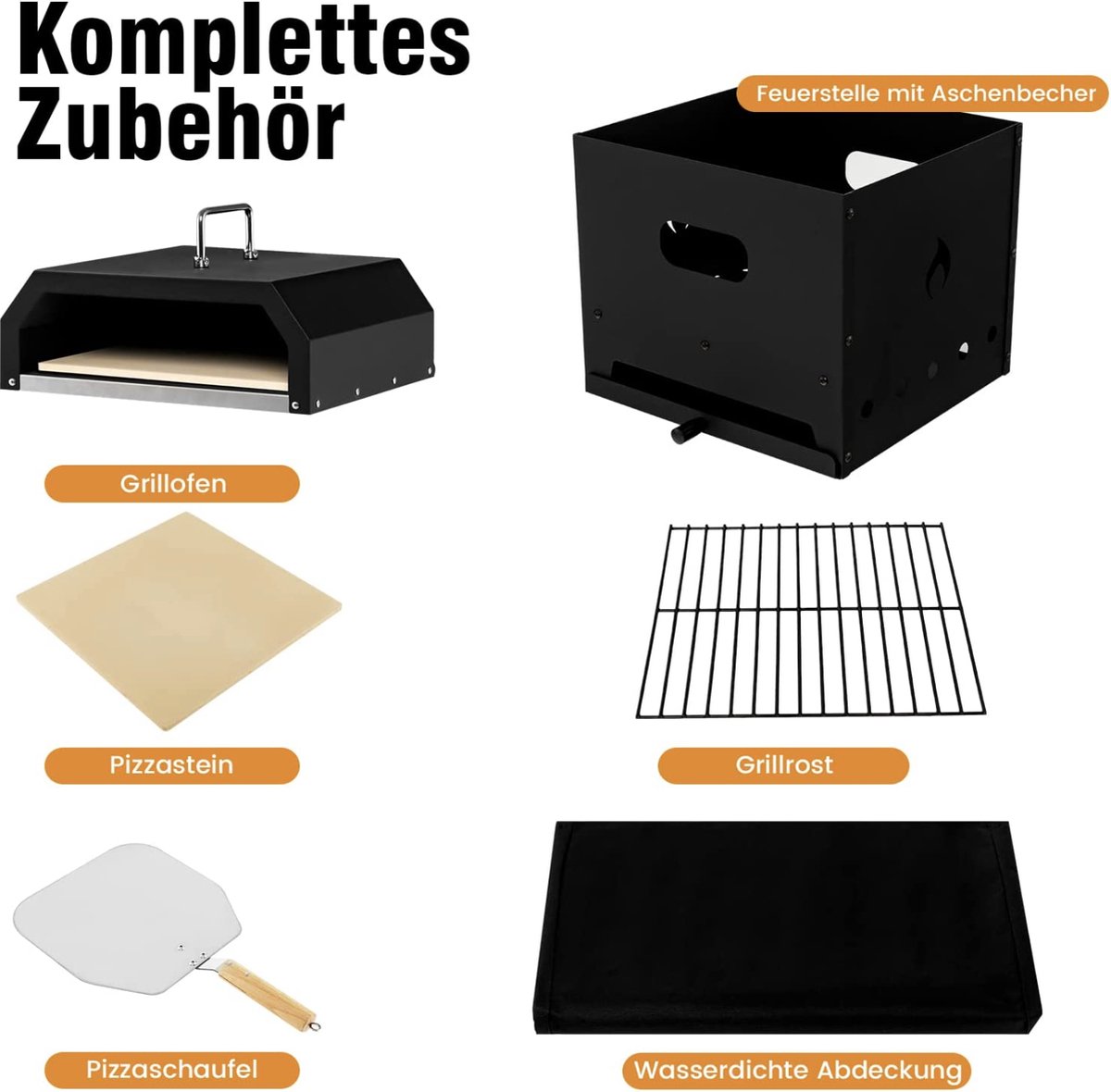 Mara Pizzaoven 4-in-1 Outdoor Zwart 36x33,5x43,5 cm