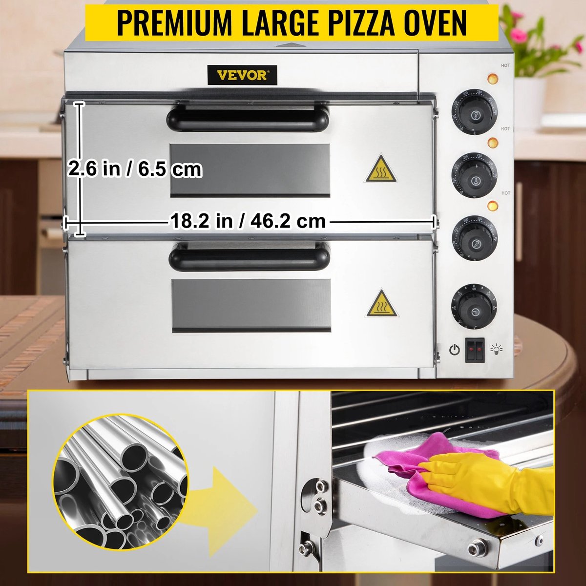 Merknaam Elektrische Pizzaoven 35,5 cm Roestvrijstaal 3000W