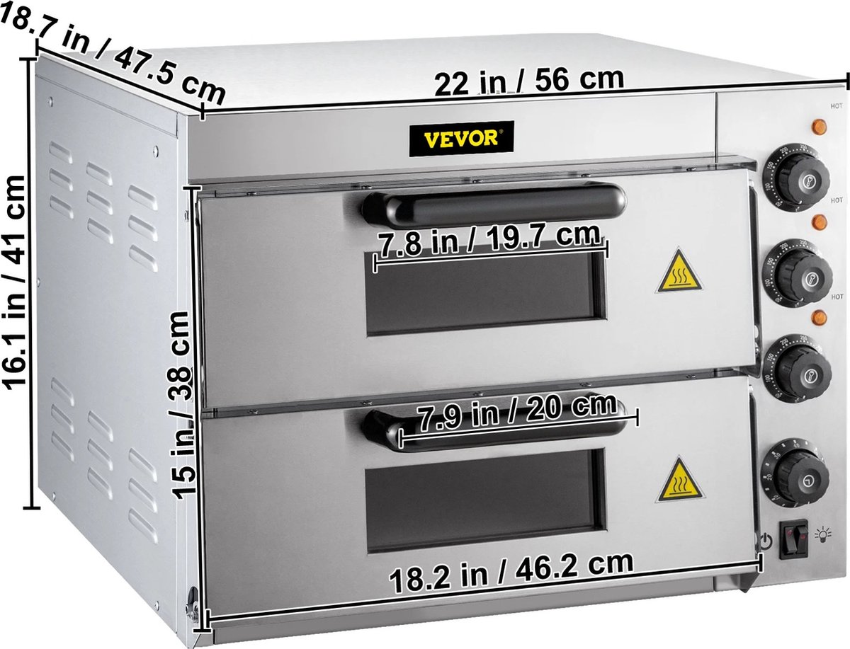 Merknaam Elektrische Pizzaoven 35,5 cm Roestvrijstaal 3000W
