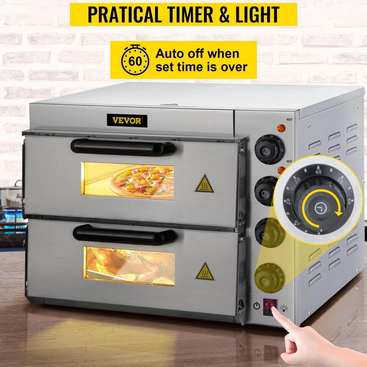 Merknaam Elektrische Pizzaoven 35,5 cm Roestvrijstaal 3000W