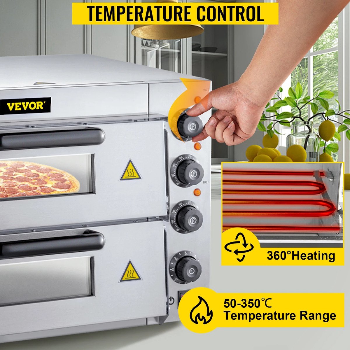 Merknaam Elektrische Pizzaoven 35,5 cm Roestvrijstaal 3000W