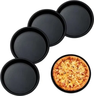 Mini pizza ovenschaal bakvormpjes set 4 stuks 15 cm zwart